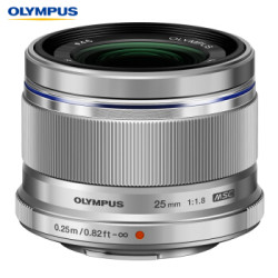 奥林巴斯(OLYMPUS) M.ZUIKO DIGITAL 25mm f1.8 高品质定焦镜头 大光圈 高速静音自动对焦 等效50mm 银色