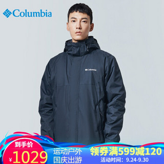 哥伦比亚（Columbia）抓绒冲锋衣 男士三合一可拆卸冬季防风保暖加厚加绒内胆连帽外套 WE1161 012（男） M