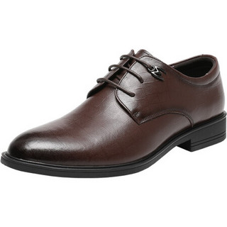 红蜻蜓（REDDRAGONFLY）男皮鞋商务休闲皮鞋简约舒适系带正装男皮鞋 WTA407001/02 棕色 38