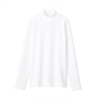无印良品 MUJI 女式 弹力罗纹编织 半高领T恤 白色 XL