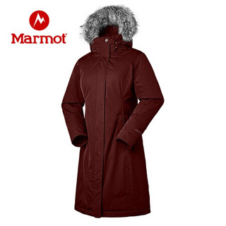 marmot/土拨鼠秋冬运动保暖700蓬鸭绒绒带帽羽绒服女户外 玫红6083 XL 欧码偏大