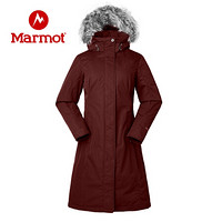 marmot/土拨鼠秋冬运动保暖700蓬鸭绒绒带帽羽绒服女户外 玫红6083 XL 欧码偏大