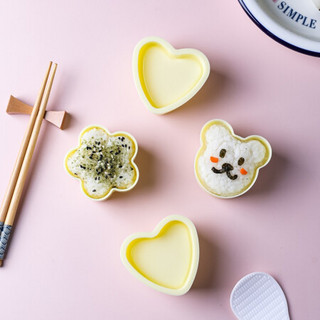 川岛屋日式三角饭团模具创意儿童宝宝米饭团模具做寿司的工具家用 小熊+爱心饭团模具(送饭勺)