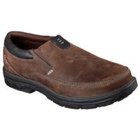 SKECHERS斯凯奇男鞋一脚蹬休闲鞋皮鞋低帮套脚64261 BROWN 11