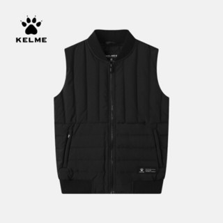 KELME/卡尔美秋冬时尚纯色保暖短款羽绒马甲显瘦立领外套女36932008 黑色 L/165