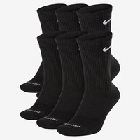 Nike耐克袜子男袜运动袜中筒船袜6双SX6897 Black/White XL (M 12-15)