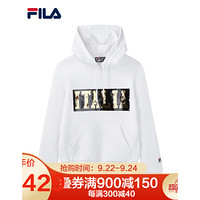 FILA 斐乐官方 女子连帽卫衣经典百搭ins潮抽绳卫衣 标准白-WT 165/84A/M