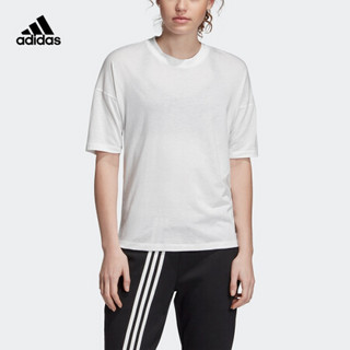 阿迪达斯官网 adidas W MH 3S Tee 女装运动型格短袖T恤EB3821 白/黑色 A/S(160/84A)