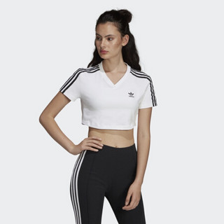 阿迪达斯官方 adidas 三叶草 CROPPED TEE 女子短袖上衣DV2620 白 36(参考身高:166~170CM)