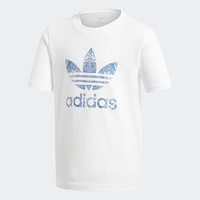 阿迪达斯官网 adidas 三叶草 CC TEE 小童装运动短袖T恤DV2340 白/粉蓝/白 110CM