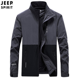 吉普JEEP 夹克男2020秋休闲外套立领中青年男士上衣男装 RSC1150 灰色 2XL