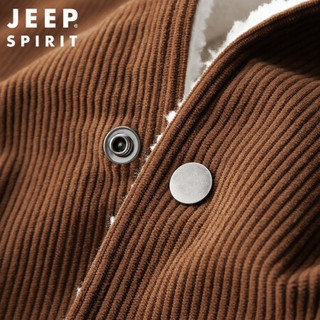 吉普 JEEP 夹克男2020秋冬季羊羔绒翻领毛领保暖青年加绒加厚外套男 RM0360 咖啡 M