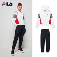 FILA 斐乐官方女子连帽卫衣套装2020秋季新款时尚运动套装 标准白-WT S