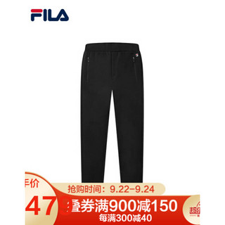 FILA 斐乐官方男子针织长裤2020秋季新款潮流透气拉链时尚裤装 正黑-BK 185/92A/XXL