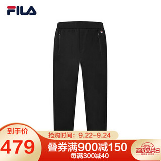 FILA 斐乐官方男子针织长裤2020秋季新款潮流透气拉链时尚裤装 正黑-BK 185/92A/XXL