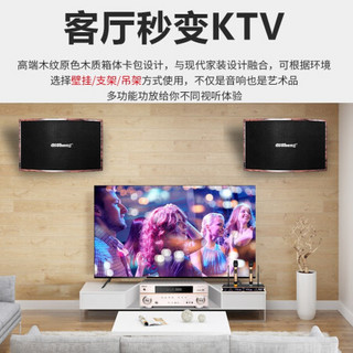 奇声家庭影院KTV音响功放卡包组合套装家用专业发烧重低音ktv音箱商用舞台会议婚庆设备卡拉OK一体机 木纹+真5.1功放+低音炮+专业话筒+19.5寸