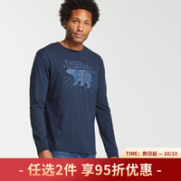 Timberland添柏岚T恤男士长袖纯棉步行熊打底衫A1OCW433 Dark Navy L