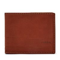 Fossil化石男款钱包短款横款两折Lufkin皮质素面休闲日常SML1392P Medium Brown one size