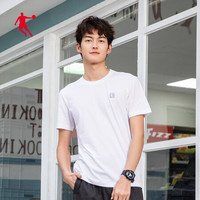 乔丹官方旗舰短袖T恤男2020夏季新款圆领短袖休闲上衣男士针织透气T恤衫棉 白色(logo款) 195/4XL