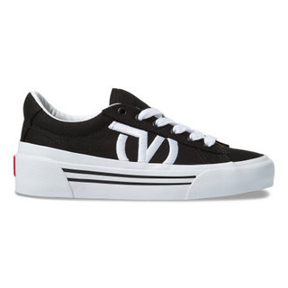 vans范斯男女款运动鞋低帮系带休闲鞋纯色单鞋3912930 Black/True White 3.5 Boys = 5.0 Women