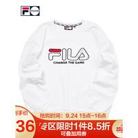 FILA FUSION斐乐官方男子套头卫衣秋冬运动时尚宽松线条LOGO男长袖上衣 白色-WT（宽松版型，建议拍小一码） 170/92A/M