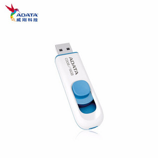 威刚（ADATA）U盘 8G16G32G64G（车载办公通用）C008 USB2.0 U 盘 蓝白色 8G