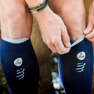 COMPRESSPORT 马拉松运动装备 纪念版R2V2压缩小腿套 运动护腿 篮球护腿袜旅行徒步 UTMB氧气版小腿套 II-蓝色 T2