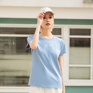乔丹 女装T恤针织短袖透气舒适健身跑步上衣 XHS22201341 氢蓝色 M