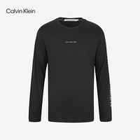 CK Jeans2020秋冬款 男装全棉撞色LOGO长袖T恤 J318477 BEH-黑色 L