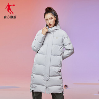 乔丹官方旗舰羽绒服女2020冬季新款中长款鸭绒运动休闲厚款保暖防寒外套女 粉 160/S