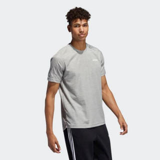 Adidas阿迪达斯男士罗纹圆领100％纯棉球衣夏季短袖T恤EK1319 Grey XL