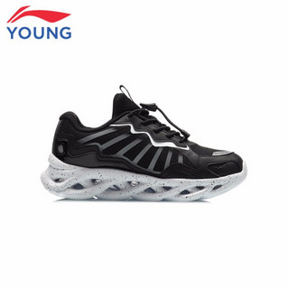 李宁童鞋儿童跑步运动鞋弧影系列男女大童弧科技回弹减震防滑运动鞋YKFQ082-1标准黑40