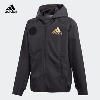 阿迪达斯官网 adidas YB EL WV JKT2 大童装训练运动卫衣FT8726 黑色/金 128CM