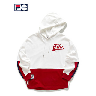 FILA FUSION 斐乐男子卫衣2020冬季新款运动针织连帽套头衫 标准白-RD（宽松版型，建议拍小一码） 155/76A/XS