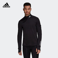 阿迪达斯官网 adidas WARM 1/2 ZIP 男装跑步运动服装GC7910 黑色 A/XS(170/88A)