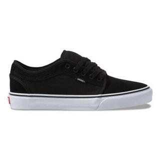 vans范斯男女款系带帆布鞋平底舒适休闲鞋低帮鞋3852201 Black/True White 11.0 Men = 12.5 Women