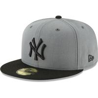 MLB男女棒球帽New York Yankees平檐灰黑色运动帽遮阳帽3081052 single 7 1/4(适合头围57.7cm)