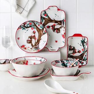 川岛屋平安树日式陶瓷碗创意个性碗碟套装家用吃饭碗汤碗菜盘鱼盘 6寸面碗