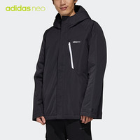 阿迪达斯官网adidas neo 男装冬季运动棉服GJ8783 黑色/白 A/S(175/92A)