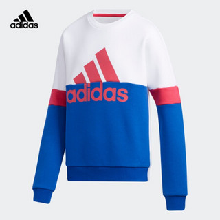 阿迪达斯官网 adidas YG FL CREW 大童装训练运动卫衣GP7216 白/能量粉/皇家蓝 170CM