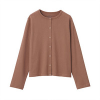 無印良品 MUJI 無印良品 女式 粗棉线 天竺编织 开衫 砖红色 L