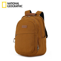 国家地理NATIONAL GEOGRAPHIC双肩包大容量休闲包15.6英寸笔记本电脑包防泼水背包 棕黄色