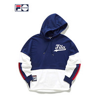 FILA FUSION 斐乐男子卫衣2020冬季新款运动针织连帽套头衫 深邃蓝-DB（宽松版型，建议拍小一码） 155/76A/XS