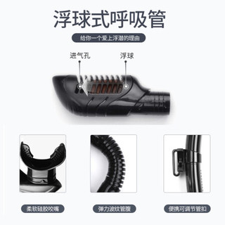 Watertime蛙咚 潜水镜 浮潜装备浮潜三宝套装 成人近视面罩 全干式呼吸管器面镜 游泳眼镜男女 黑色近视款-拍下备注度数