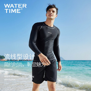 WATERTIME/蛙咚 潜水服男长袖防晒游泳衣上衣防水母服速干漂流浮潜专业冲浪服 黑色长袖 XL