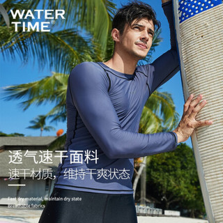 WATERTIME/蛙咚 潜水服男长袖防晒游泳衣上衣防水母服速干漂流浮潜专业冲浪服 黑色长袖 XL