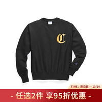 Champion冠军男上衣卫衣圆领长袖T恤纯色GF70  Y07988 Black 3XL