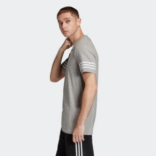 Adidas阿迪达斯男士基本打底棉T恤夏季清凉五分袖短袖上衣FM3895 Grey L