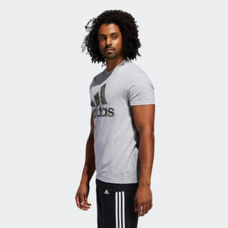 Adidas阿迪达斯男士罗纹圆领100％棉质球衣夏季短袖T恤FM4092 Grey L