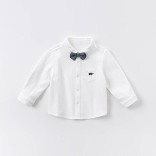 davebella 戴维贝拉童装男童衬衫儿童衬衣男宝宝 小学生校服白衬衫秋装新品婴幼儿秋季上衣  17541  白色 130cm（(建议身高120-130cm）